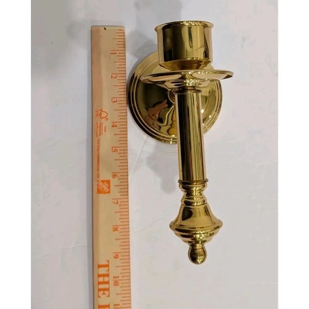 One Vintage Brass Single Wall Candlestick Sconce Taper Holder 9.5
